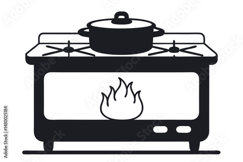 Modern Stove Line Drawing Vector Art