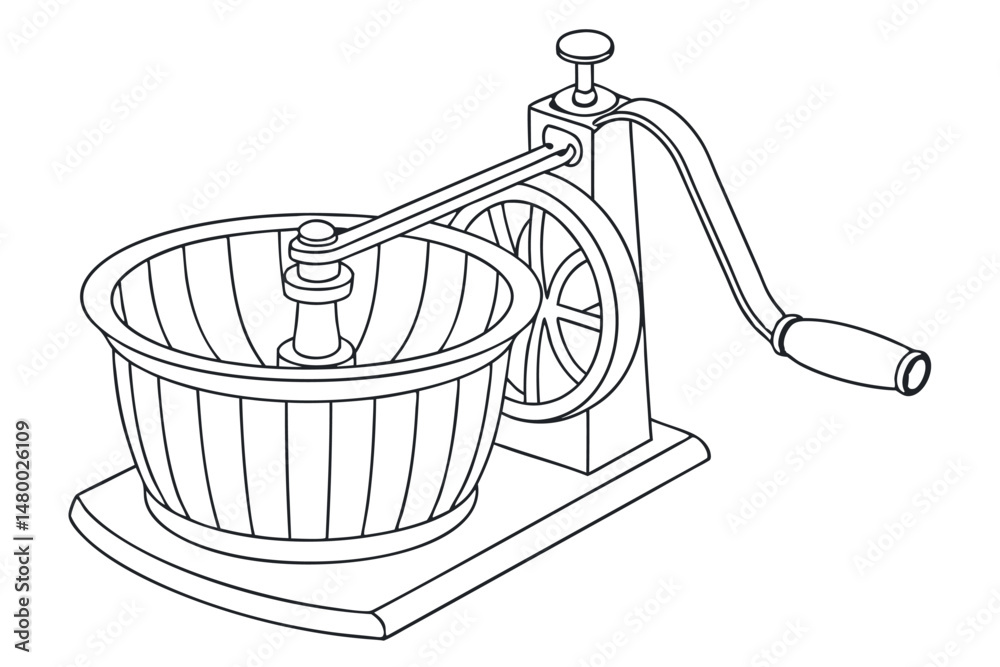 Fototapeta premium Line Drawing Salad Spinner Vector Illustration