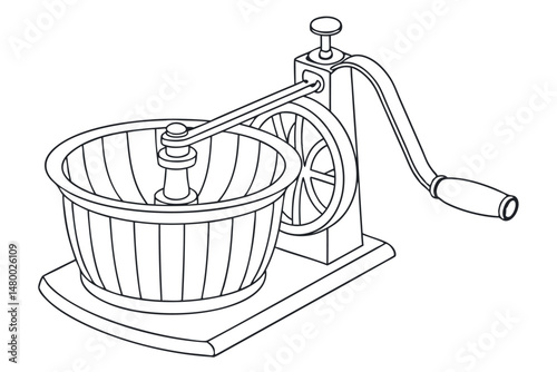 Line Drawing Salad Spinner Vector Illustration