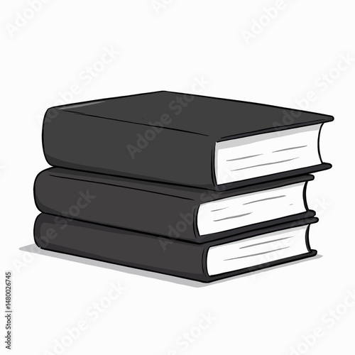 Stacked Black Books in Minimalist Style for Serene Study