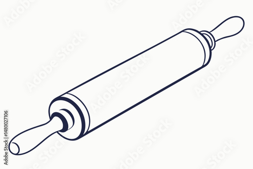 Vector Art of Rolling Pin in Line Drawing Style