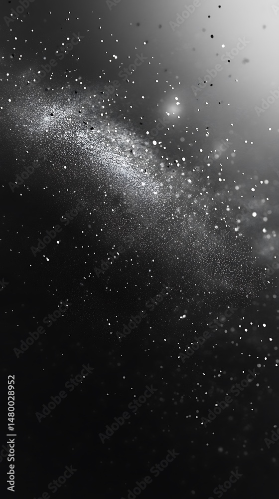 Obraz premium Stardust symphony: An ethereal expanse of celestial particles in grayscale elegance