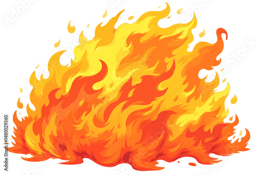 Vibrant Fire Blaze in Orange and Yellow Flames