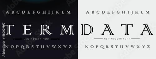 Creative Outline Double line monogram alphabet and tech fonts. Lines font regular uppercase and lowercase. Vector illustration.
