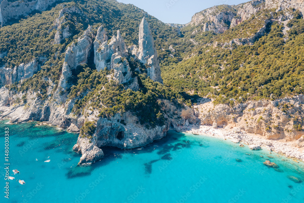 Aerial view of Cala Goloritze beach, Sardinia, Italy
