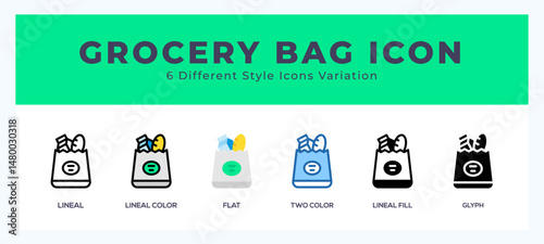 Grocery bag set of vector icon. For web. and mobile app