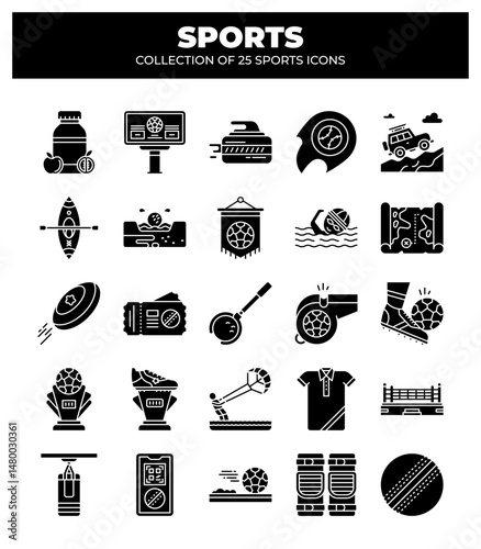 Collection of 25 Sports Icons. A Visual Guide to Various Sports and Their Equipment