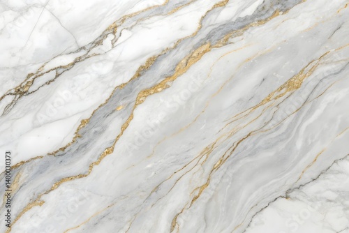 Elegant white marble texture with gold veins suitable for luxury backgrounds and designs