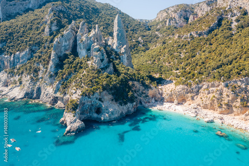 Aerial view of Cala Goloritze beach, Sardinia, Italy