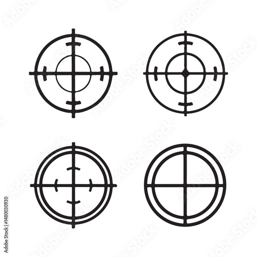 A sniper aims their rifle scope at a globe, a vector icon symbolizing global business accuracy