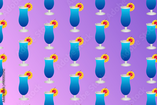 Seamless repeating pattern of summer cocktails. Vector illustration.
