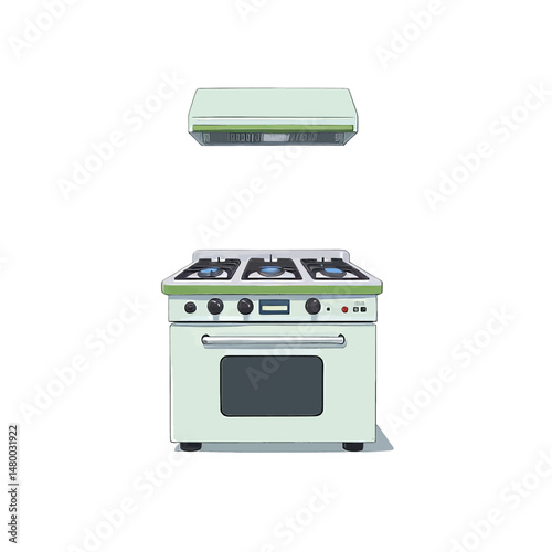 Vintage Kitchen Appliance Retro Stove Green Range Hood Modern Serenity