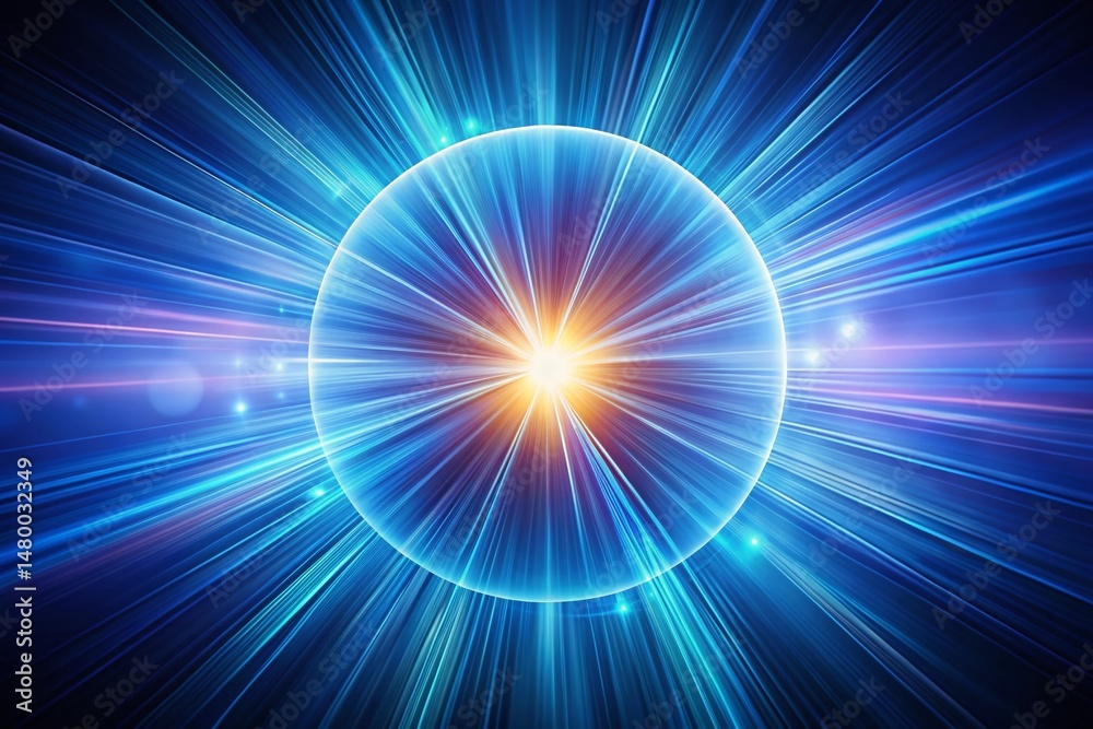 Obraz premium Abstract Blue Light Rays: Glowing Sunbeam Burst Background