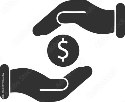 Financial Flow Icon with Dollar Sign and Circular Arrows Representing Currency Exchange"