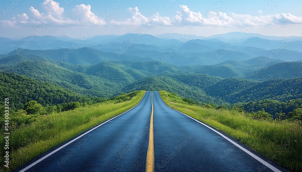 Fototapeta premium Winding road through lush mountains (1)