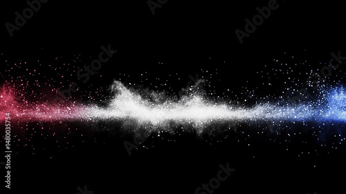 Abstract Colorful Powder Explosion with Red, White, and Blue Dust