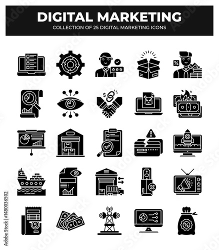 Collection of 25 Digital Marketing Icons: Boost Your Brand with Strategic Visuals