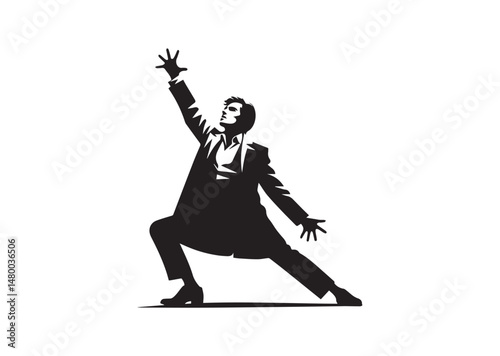 Actor in a dramatic pose icon, Actor in a dramatic pose silhouette vector