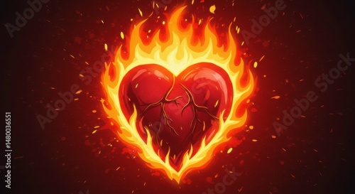 Burning Heart Intense Passion Fiery Emotion Dramatic Love