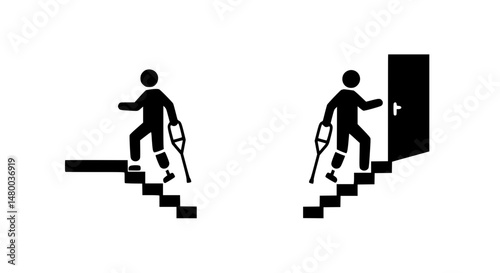 Ladder climbing disabled person icon