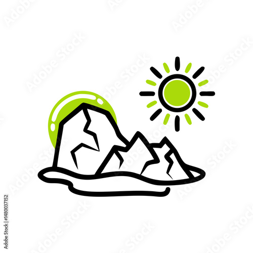 Ice melting, microclimate ecology problem Icon on Transparent Background