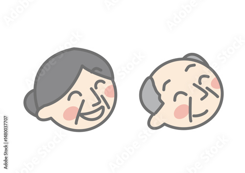 ニコニコ顔の老夫婦のイラスト