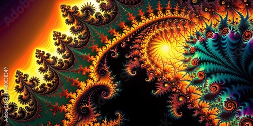 Abstract Fractal Chaos: Black and White Silhouette Digital Art Background