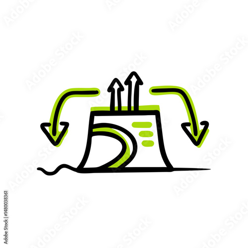 Geothermal energy symbol with arrows indicating flow direction  