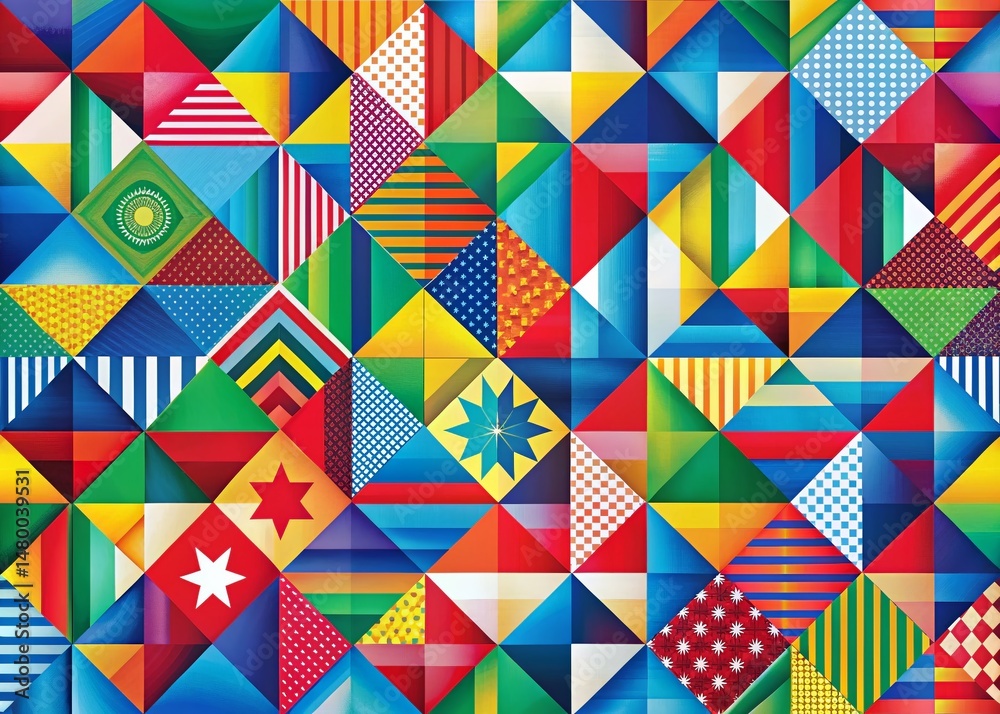 Abstract Geometric Flag Pattern Background: Bold Colorful Design for Branding & Web Abstract Geometric Flag Pattern Background: Bold Colorful Design for Branding & Web