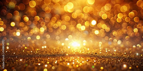 Abstract Golden Bokeh Lights Glitter Dust Background Minimalist Photography Stock Photo