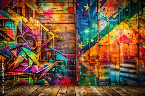 Abstract Graffiti Cardboard Texture: Double Exposure Art Photography