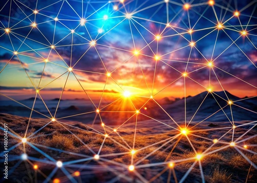 Abstract Mesh Background Double Exposure Stock Photo - Geometric Overlay Design