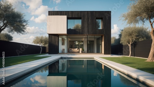 Distinctive box-style house with blackened facade in urban japan combining modern design elements with unique architectural features and a stylish aesthetic