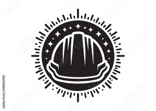 Hard hat Icon, Hard hat Silhouette Black Vector White Background