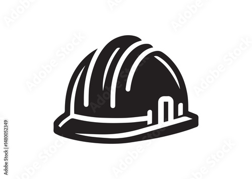 Hard hat Icon, Hard hat Silhouette Black Vector White Background