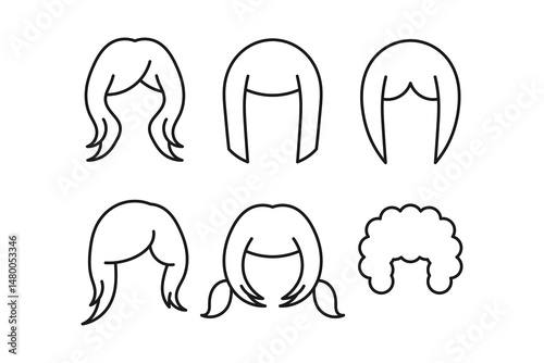 set of wigs various hairstyles outline