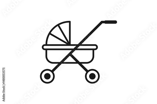 baby carriage with wheels outline icon