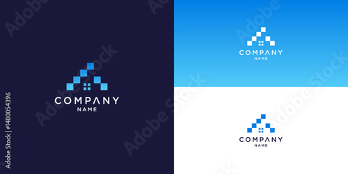 Pixelated House Logo for Real Estate or Construction Companies