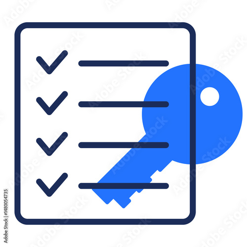 key and checklist icon on white