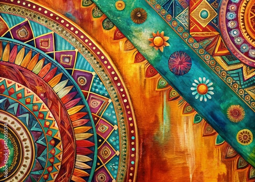 Aerial View of Stylish Boho Acrylic Paint Design Elements