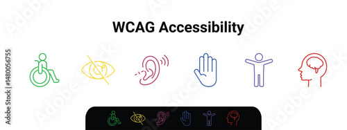 WCAG Accessibility Stroke Icon Sets, simple illustration