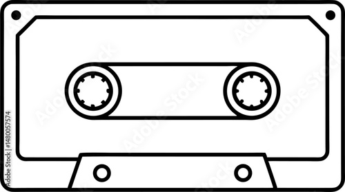 Cassette Tape Line Art Vector Illustration 