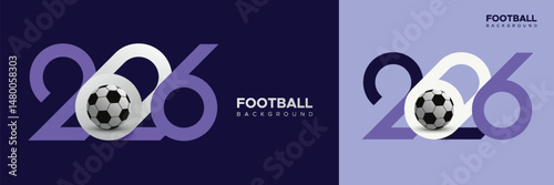 Soccer template design concept in 2026 with unique logo typography combination. Football background concept in 2026