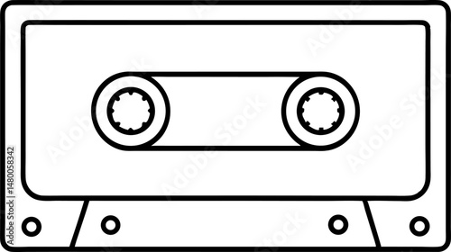 Cassette Tape Line Art Vector Illustration 