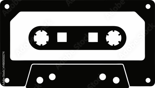 Cassette Tape Silhouette Vector Illustration 
