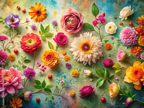 Blooming Floral Pattern on Textured Background - Mother's Day Card Design