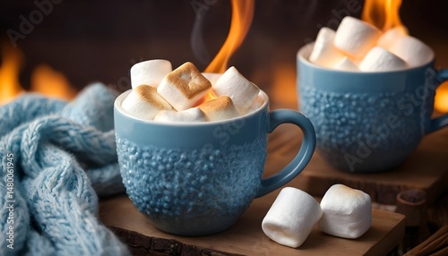 Delicious Hot Chocolate with Toasted Marshmallows in Cozy Setting.