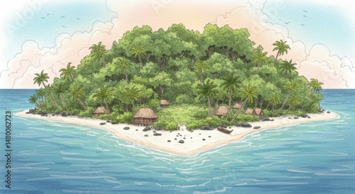 Tropical island paradise idyllic escape serene beauty untouched nature