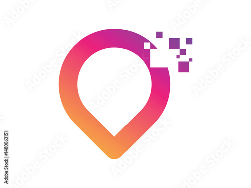 gradient geotag or location tech symbol icon design vector isolated transparent background