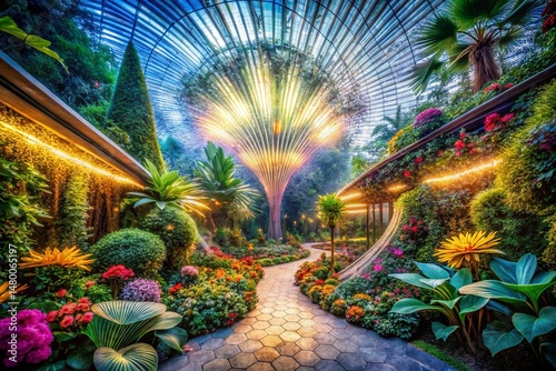 Botanical Garden Long Exposure: Radiating Lines & Textures - Stock Photo